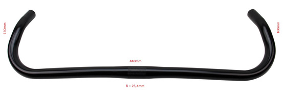 Kierownica gięta rogi R3 stal czarna 25,4x160x550mm