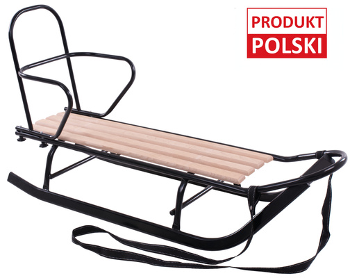 Olkas SANKI KULIGOWE Z OPARCIEM metalowe czarne drewniane siedzisko Stabilne