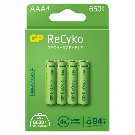 Akumulator AAA R03 650mAh 1.2V GP ReCyko+