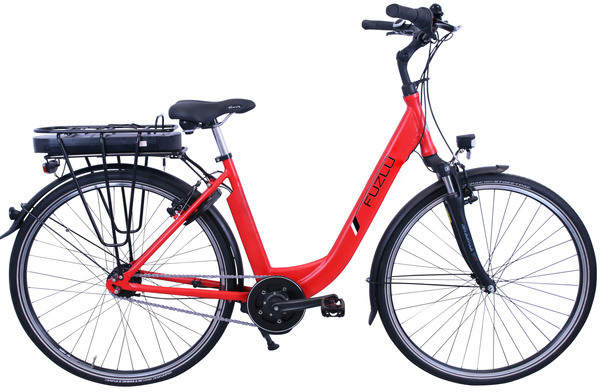 Rower Elektryczny 28" Fuzlu 52 cm 375 Wh czerwony Centralny silnik
