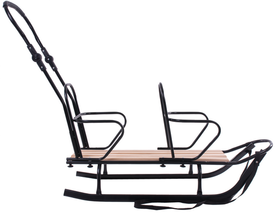 O. SANKI podwójne drew.deska czarne z oparciami i pchaczem