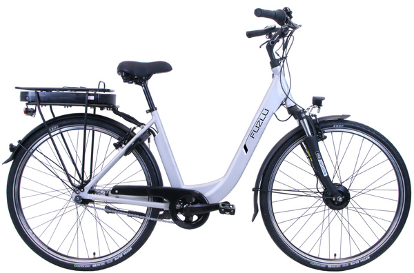 Rower Elektryczny 28" Fuzlu 48 cm 375 Wh Srebrny