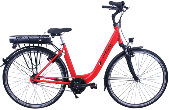 Rower Elektryczny 28" Fuzlu 52 cm 375 Wh czerwony Centralny silnik