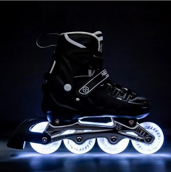 Łyżworolki z wymienną płozą LED NH10905 4w1 czarne Led rozm. M 35-38