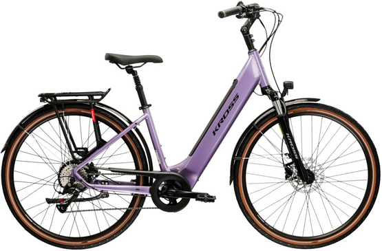 KROSS TRANS HYBRID 1.0 L(19") 28 rower elektryczny fioletowy/czarny połysk 