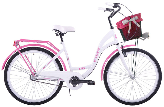 (26K19-S3CZ) Rower miejski damski 26 Kozbike biało-różowy (2L2)