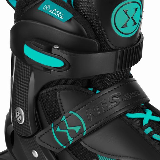 Łyżworolki z wym. płozą Enzo NH382 2w1 turkusowe rozm. M 36-39