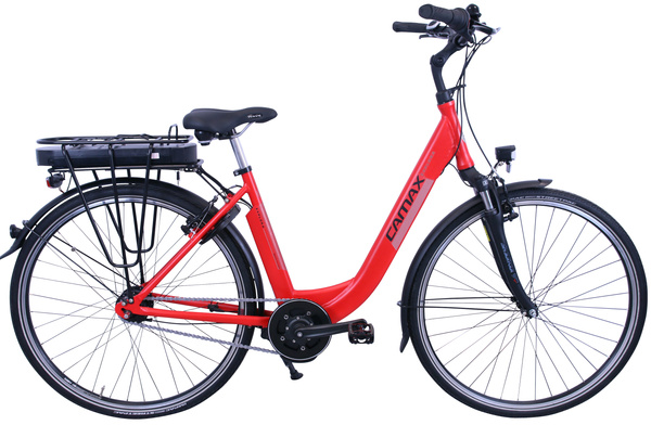 Rower Elektryczny 28" Camax Explora 52 cm 375 Wh Tesla Red Centralny silnik