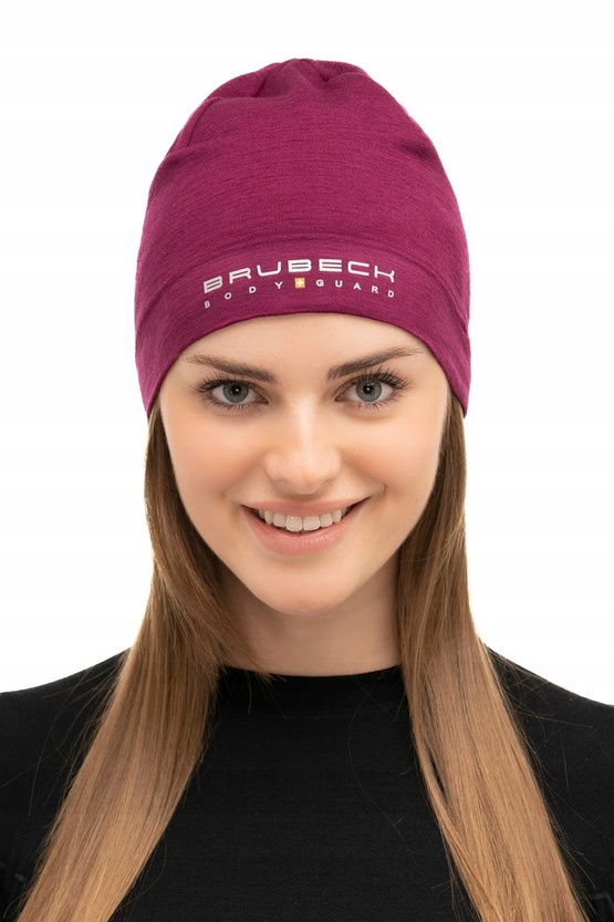 Czapka wełniana dwuwarstwowa unisex extreme wool śliwkowy S/M