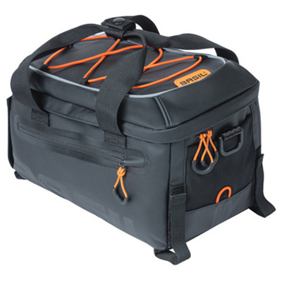 Sakwa na bagażnik rowerowy Basil Miles Tarpaulin Trunkbag czarno-pomarańczowa 7l 32x20x21cm