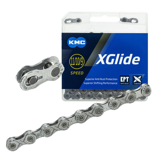 Łańcuch rowerowy KMC XGLIDE ept 9-11SP/118L/ srebrny BXGLIEP18
