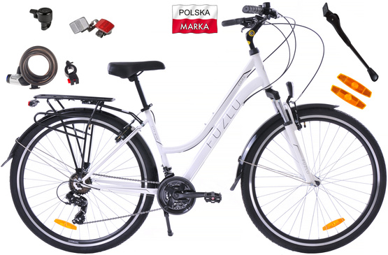 Rower trekkingowy 28 Fuzlu Core Lady amor. 18" biały/czarny/czarny połysk  