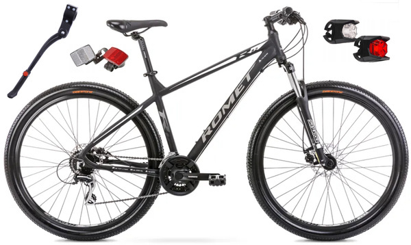Rower Romet Rambler R9.2 LTD 29 M(17") czarno-biały + oświetlenie i stopka