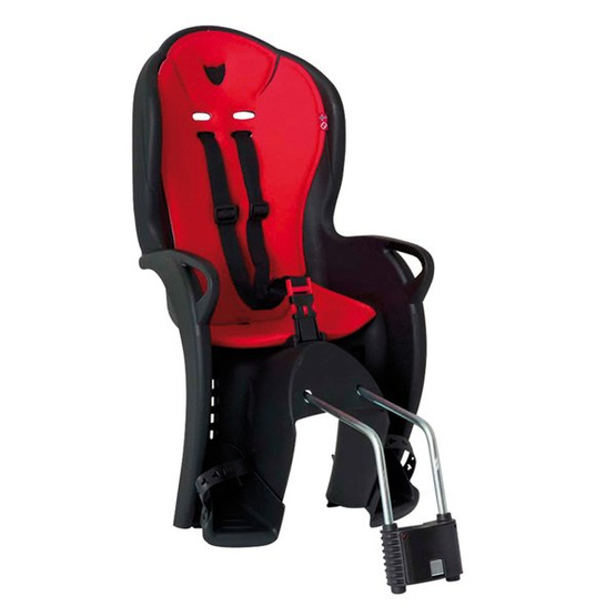 Fotelik rowerowy Hamax Kiss czarny, czerwona wyściółka, na sztyce