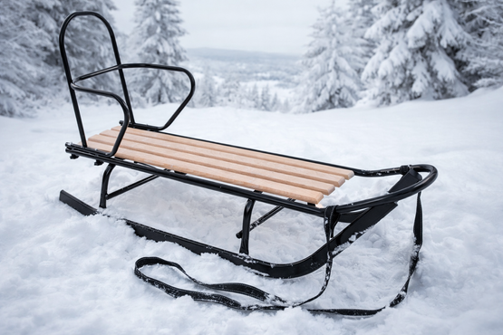 Olkas SANKI KULIGOWE Z OPARCIEM metalowe czarne drewniane siedzisko Stabilne