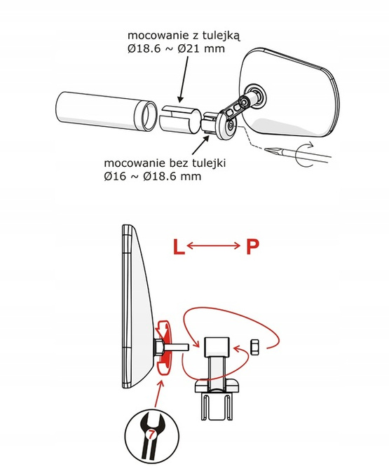 Lusterko rowerowe AJS w kierownicę plus
