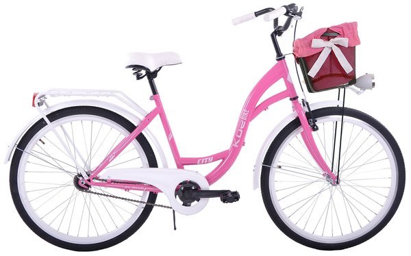 (K33) Rower miejski damski Kozbike 26 różowo biały (2P2)