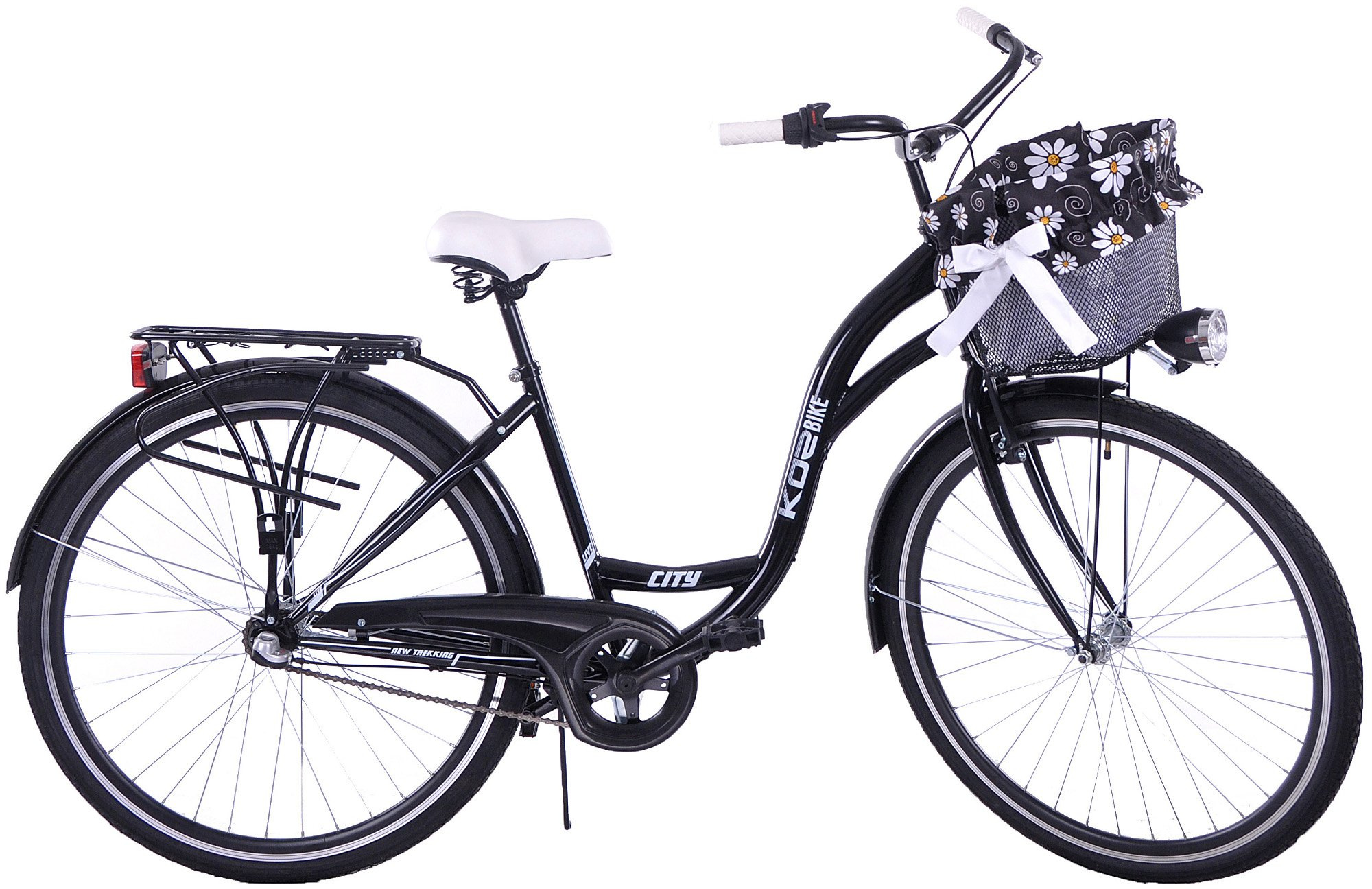 Rower miejski damski Kozbike 28 czarny 3 biegi