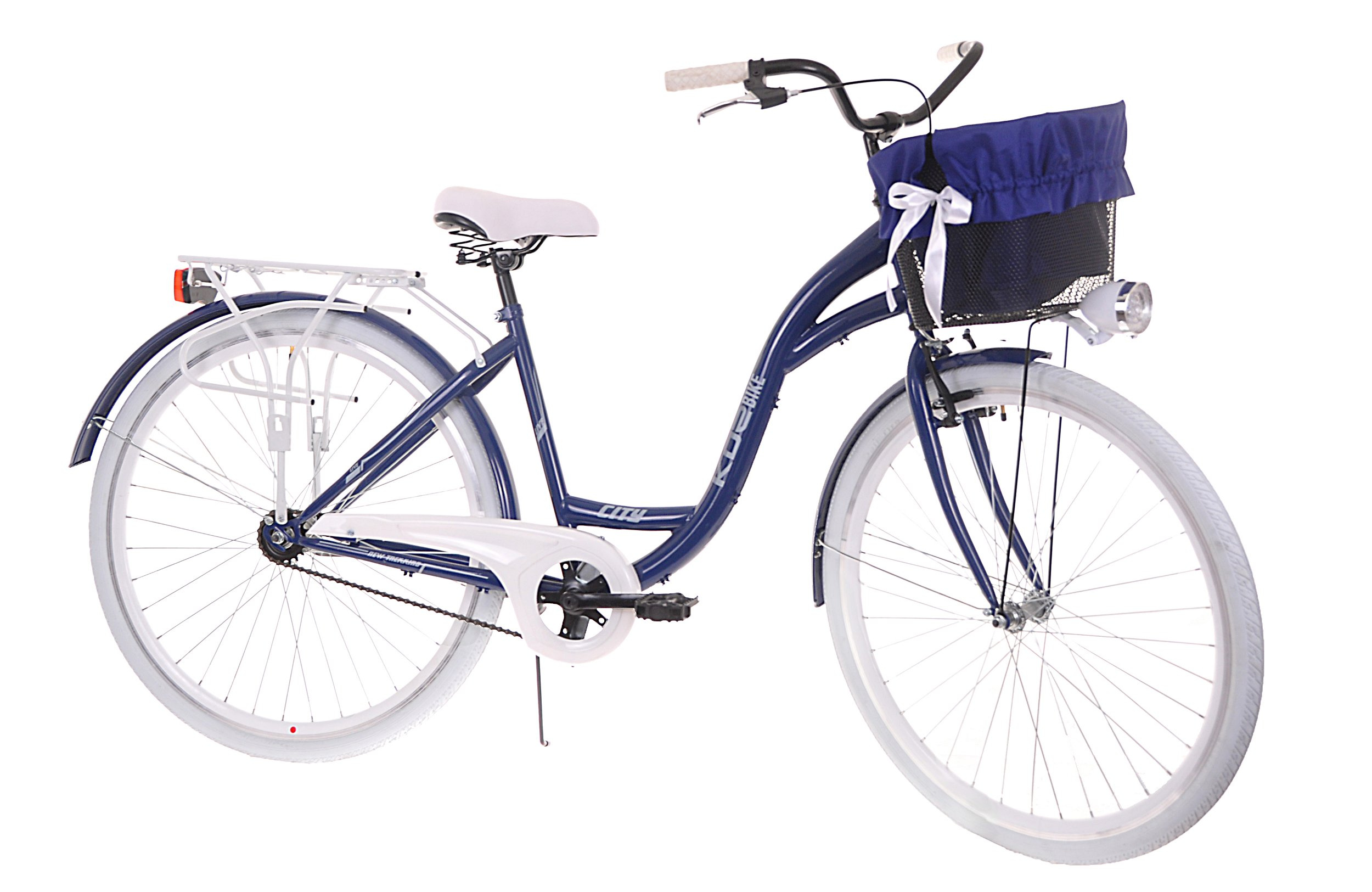 Rower miejski damski Kozbike 28 granatowobiały