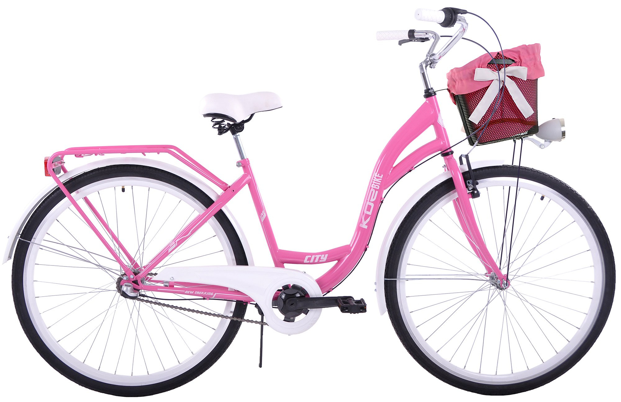 Rower miejski damski Kozbike 28 różowy 3 biegi