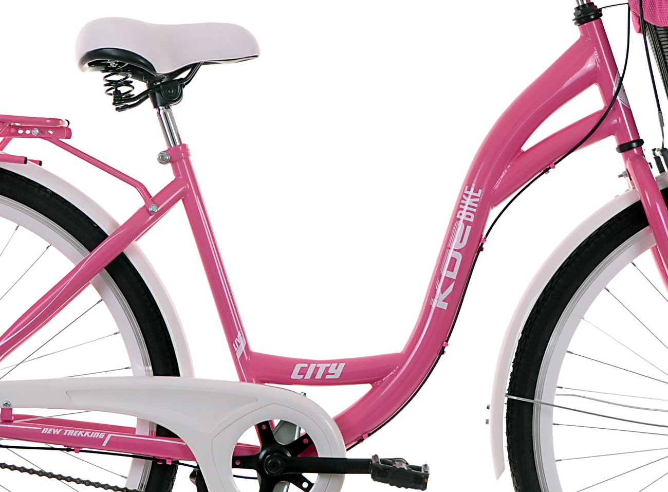 Rower miejski damski Kozbike 28 różowy 3 biegi