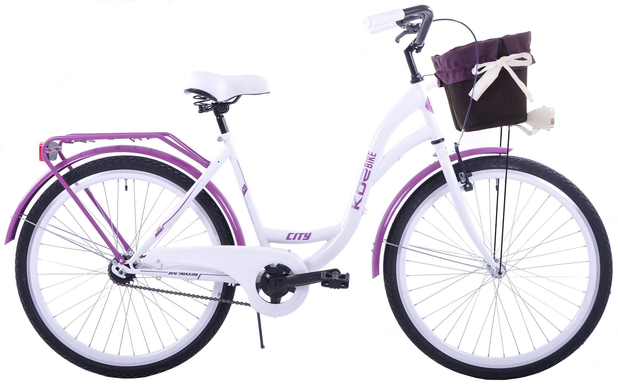 Rower miejski damski Kozbike 26 białofioletowy 2022