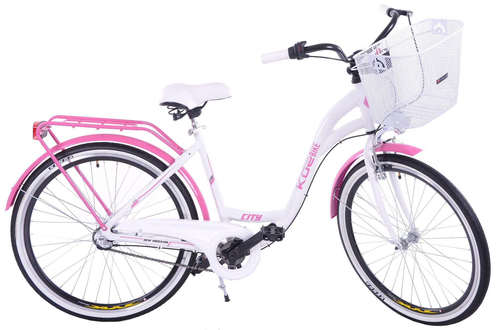 Rower miejski damski 26 Kozbike białoróżowy
