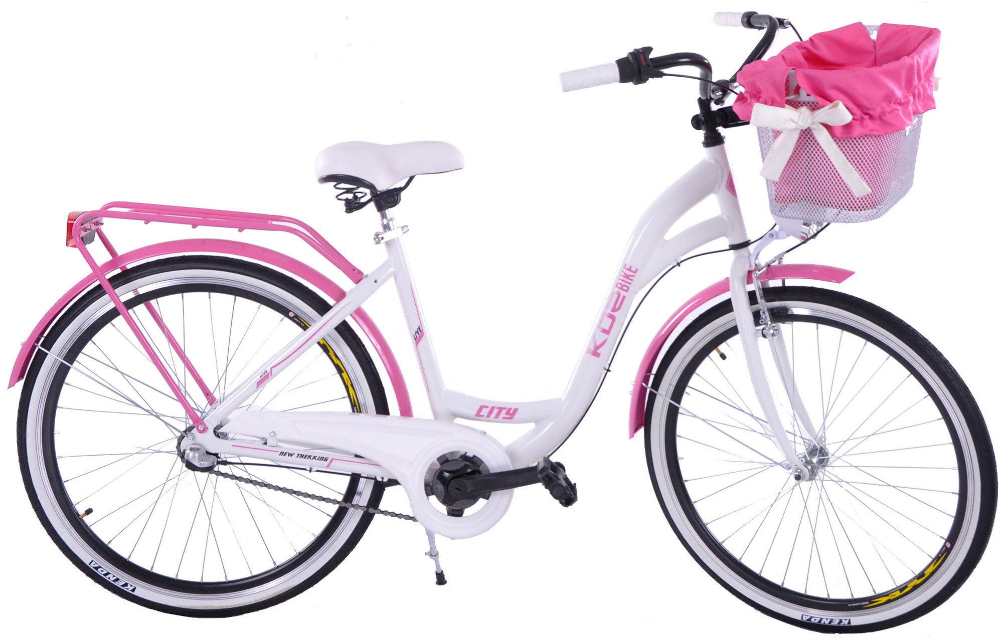 Rower miejski damski 26 Kozbike białoróżowy