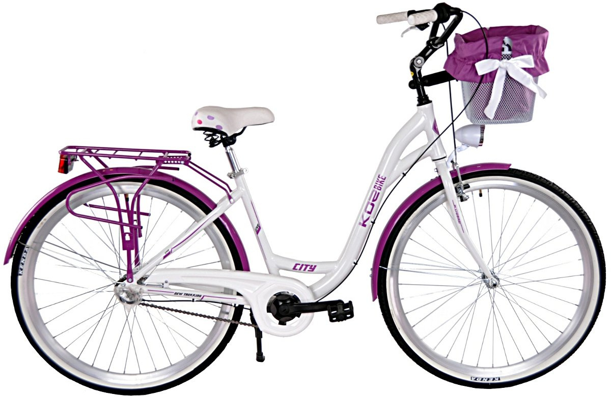 Rower miejski damski Kozbike 28 białofioletowy (3 biegów) aluminium