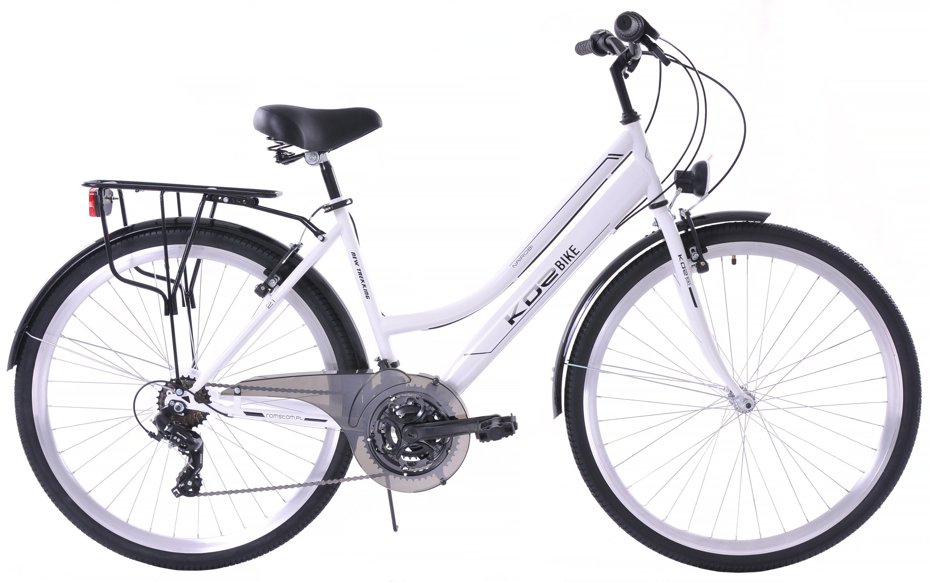 Rower trekkingowy damski 28 Kozbike NAIROBI (19") białoczarny (21 bieg